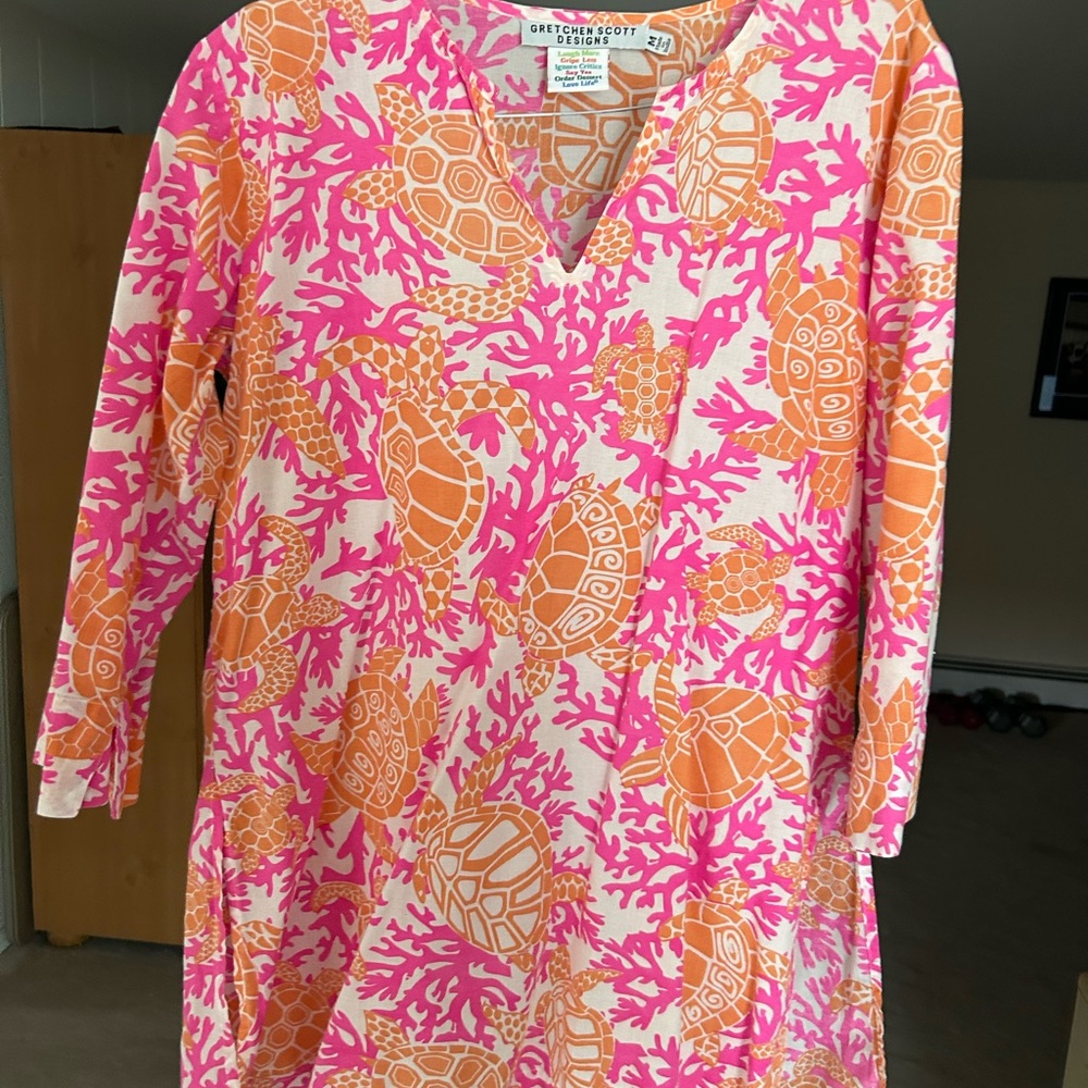 Gretchen Scott Pink and Orange Turtle Print Dress